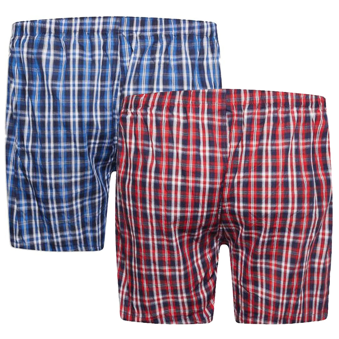 Plus Size 2-Pack Plaid Woven Boxer Shorts Navy/Red