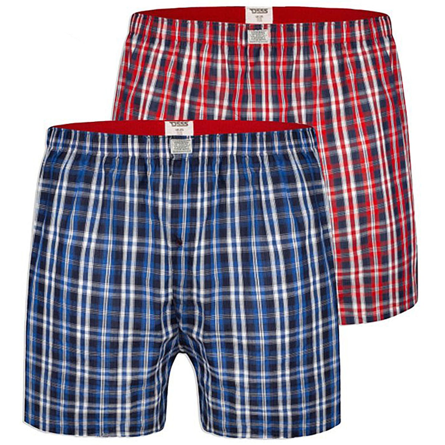 Plus Size 2-Pack Plaid Woven Boxer Shorts Navy/Red