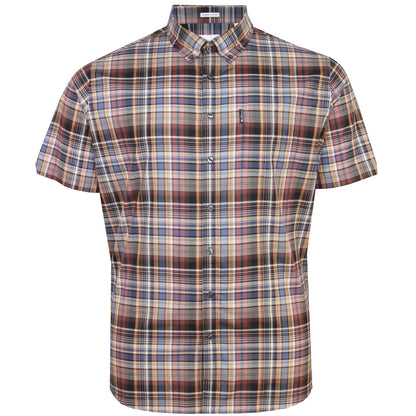 Ben Sherman Plus Size 77837 Gradient Check S/S Shirt Sea