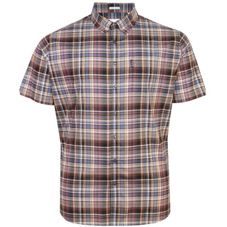 Ben Sherman Plus Size 77837 Gradient Check S/S Shirt Sea