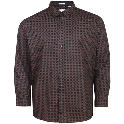 Ben Sherman Plus Size 77832 Linear Geo Print L/S Shirt Black