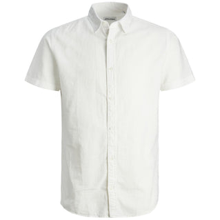 Jack & Jones Plus Size Linen Blend S/S Shirt White