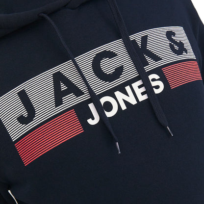 Jack & Jones Plus Size Corp Logo Hoodie Navy Blazer/Play4