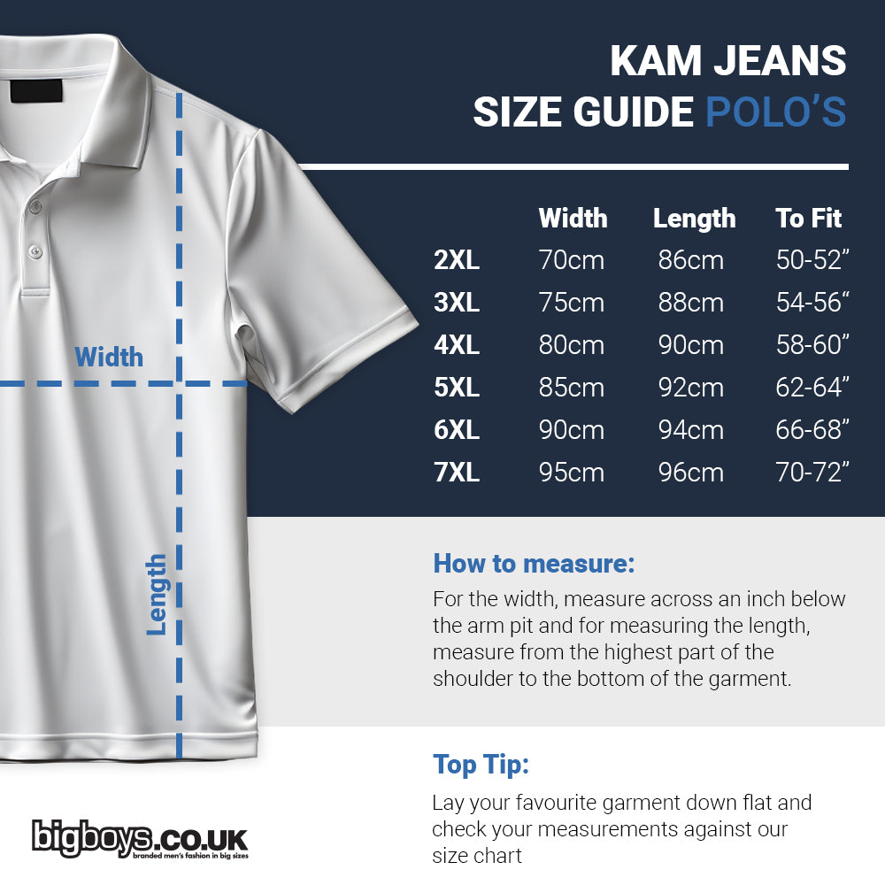 Kam Jeans Plus Size 5482 Denim Collar Rugby Polo Denim