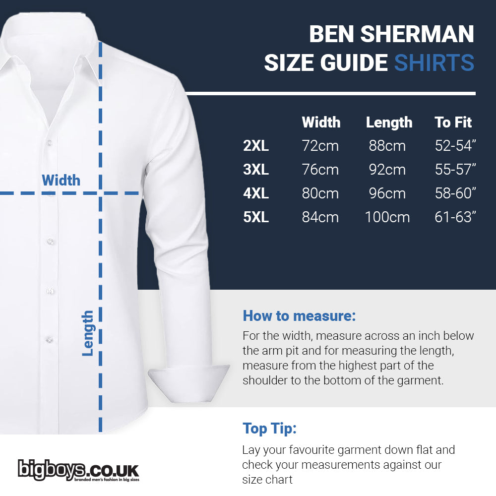 Ben Sherman Plus Size 75937 Gingham Overcheck S/S Shirt Kingfisher