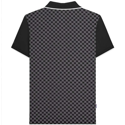 Plus Size Lb1224 Two Tone Checker Polo Black