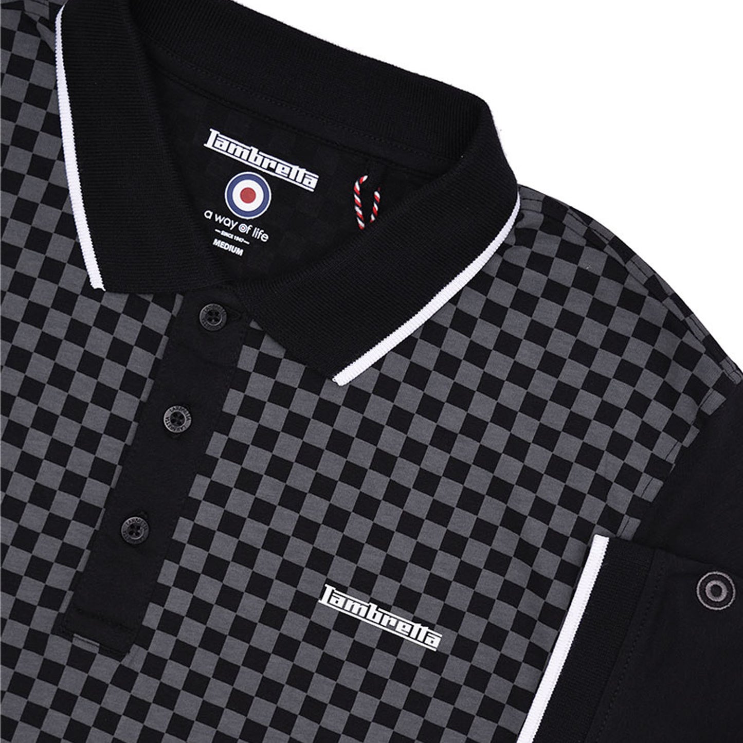 Plus Size Lb1224 Two Tone Checker Polo Black