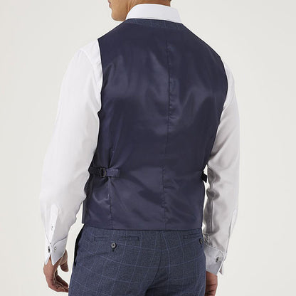 Mm10043 Anello Waistcoat Blue Check