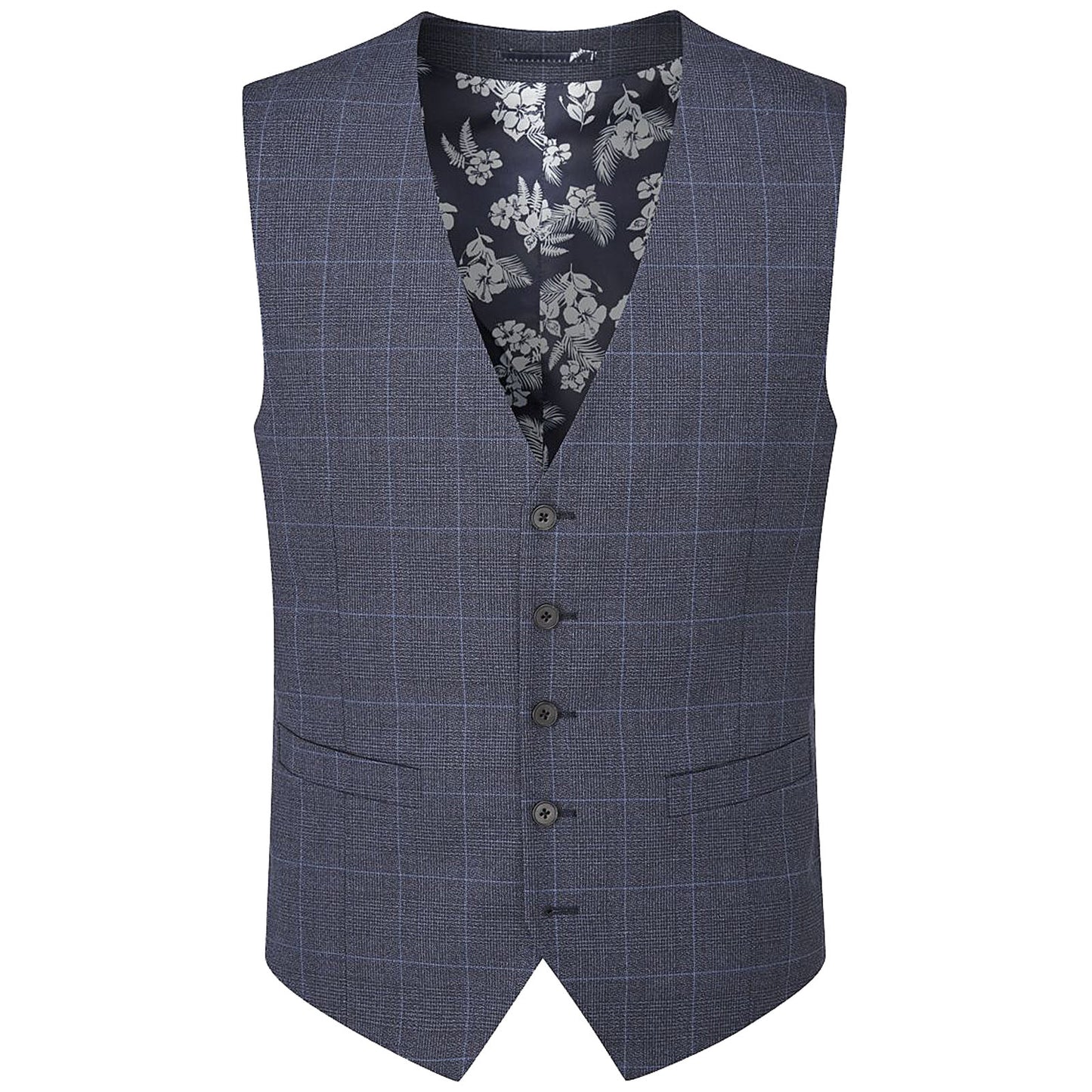 Mm10043 Anello Waistcoat Blue Check