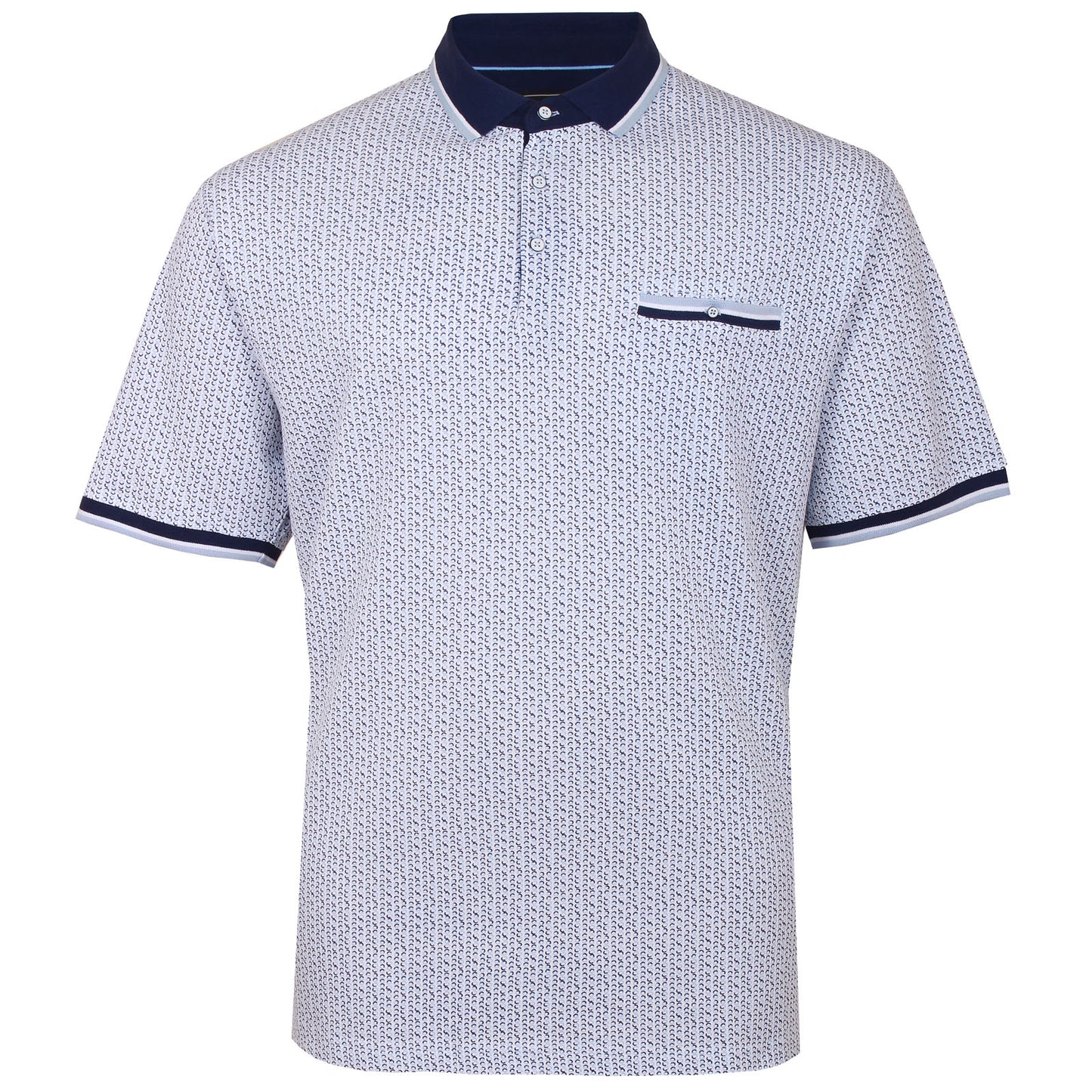 Plus Size Kbs5487 Dobby Print Pique Polo White