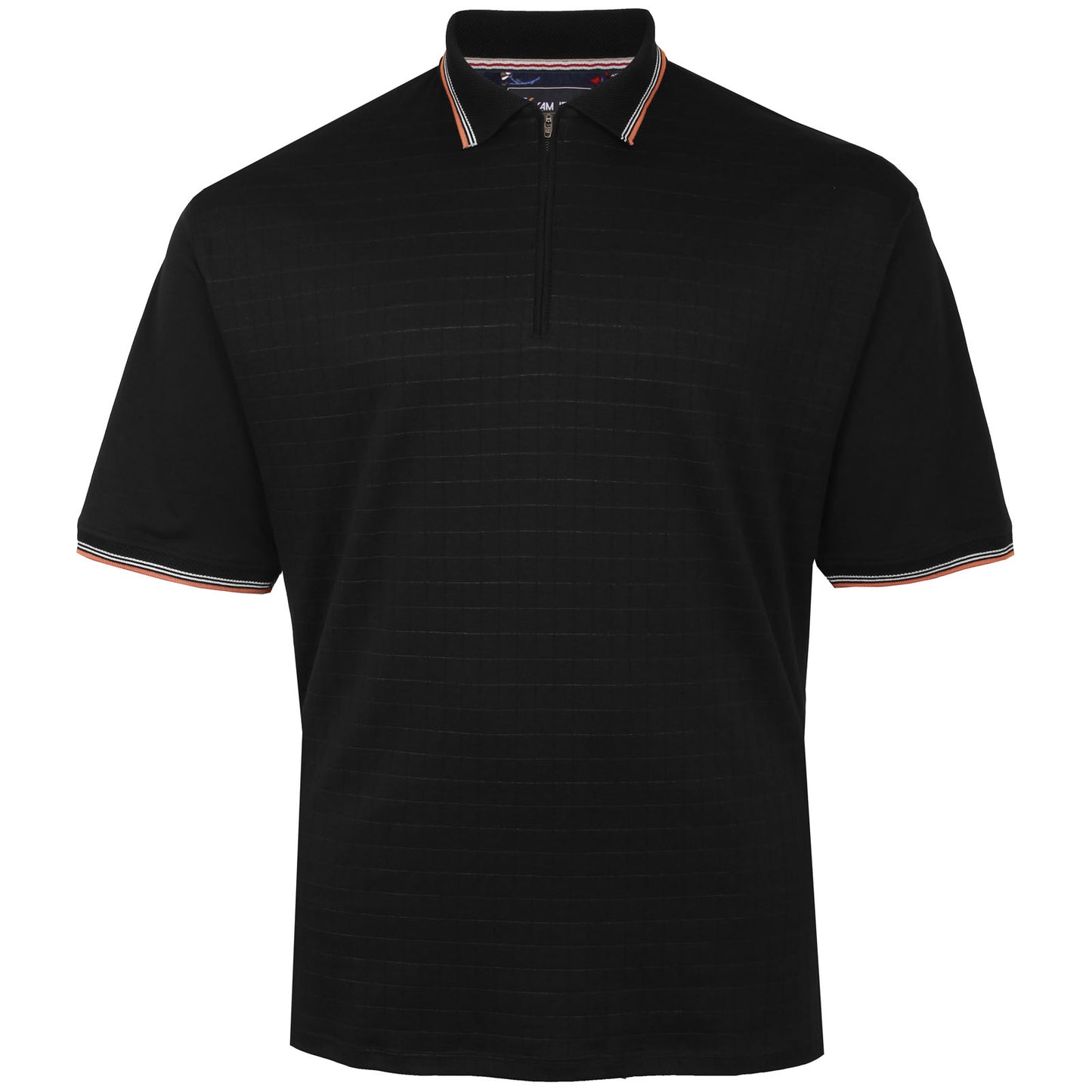 Plus Size Kbs5491 Jersey Weave 1/4 Zip Polo Black