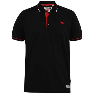 D555 Plus Size Salford Tipped Pique Polo Black