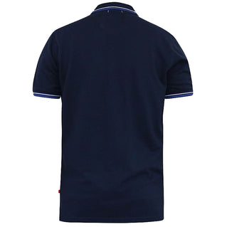 D555 Plus Size Salford Tipped Pique Polo Navy