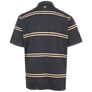 Kam Jeans Plus Size Jacquard Collar Striped Polo Charcoal