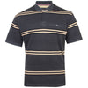 Plus Size Jacquard Collar Striped Polo Charcoal