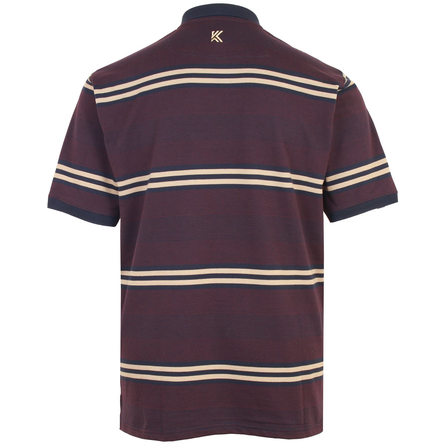 Plus Size Jacquard Collar Striped Polo Navy