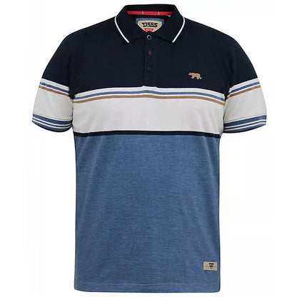 Plus Size Offley Striped Jersey Polo Navy/Denim Marl