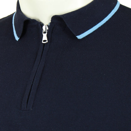 Plus Size Kw067 Tipped Knit Polo Navy