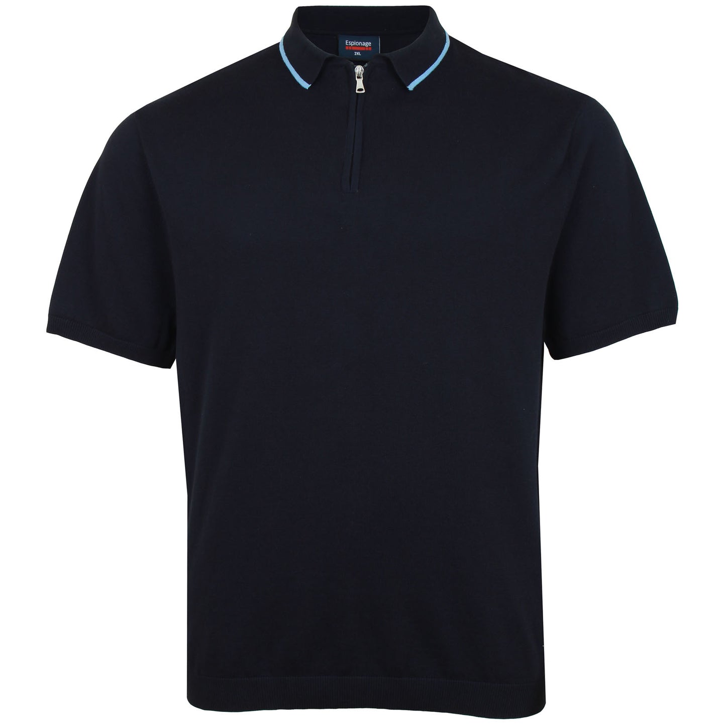 Plus Size Kw067 Tipped Knit Polo Navy