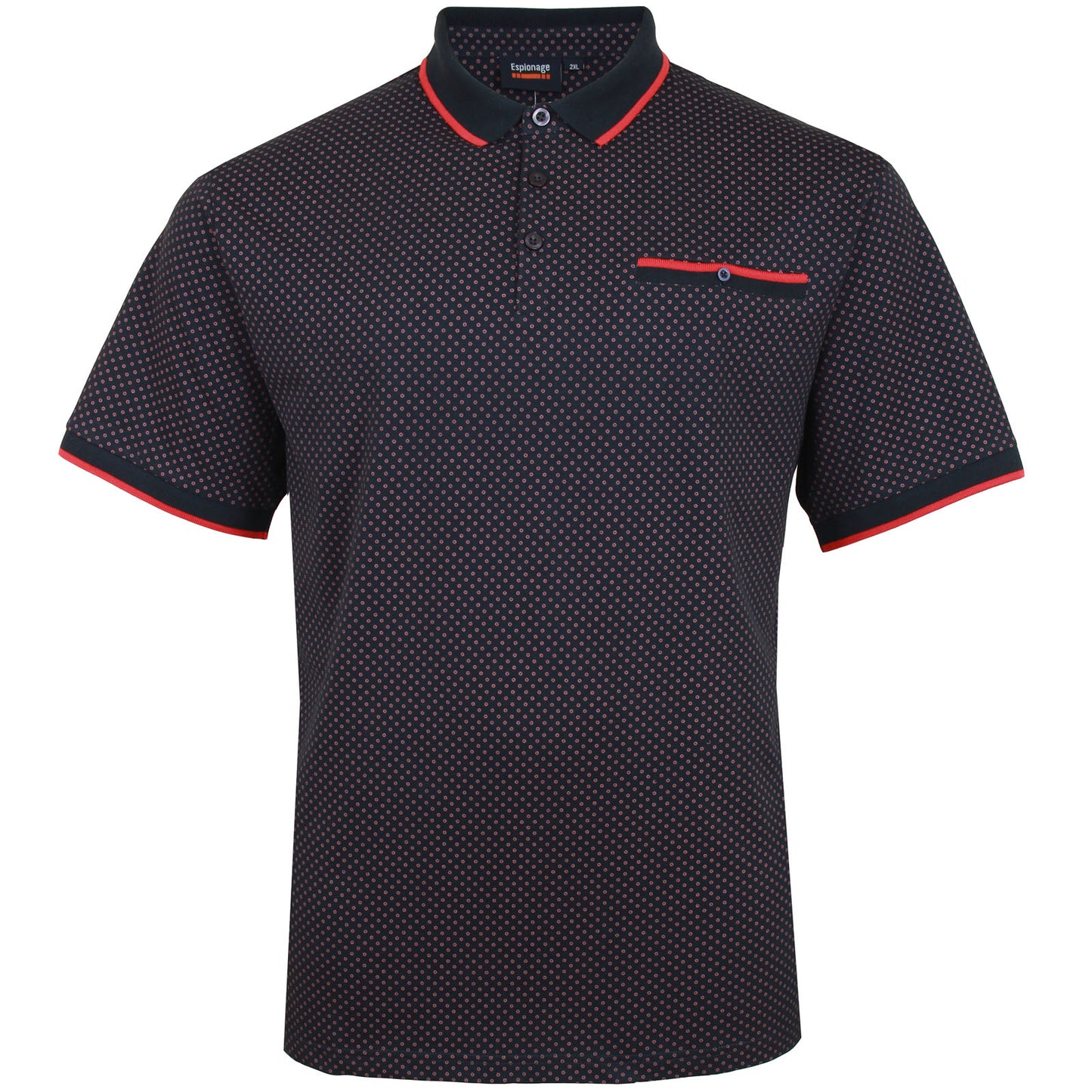 Plus Size P197 Aop Dot Tipped Polo Navy