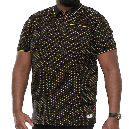 D555 Plus Size Raul Aop Jersey Polo Black