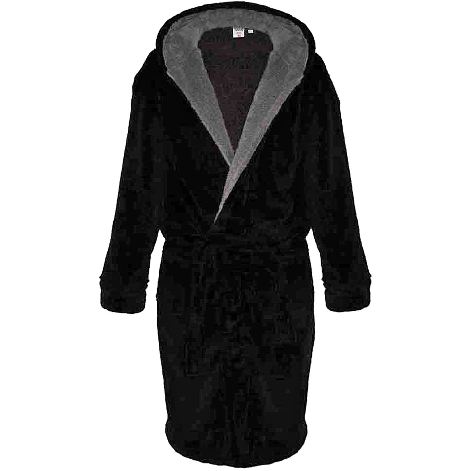 D555 Plus Size Newquay Super Soft Dressing Gown With Hood Black Bigboys