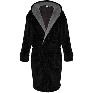 D555 Plus Size  Newquay Super Soft Dressing Gown With Hood Black