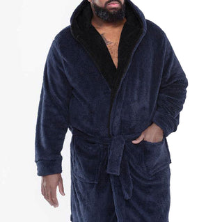 D555 Plus Size Newquay Super Soft Dressing Gown With Hood Navy