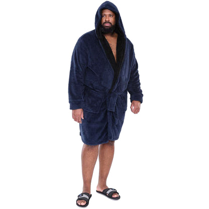 Plus Size  Newquay Super Soft Dressing Gown With Hood Navy