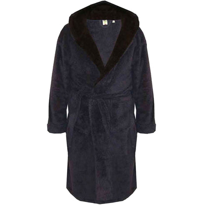 Plus Size  Newquay Super Soft Dressing Gown With Hood Navy