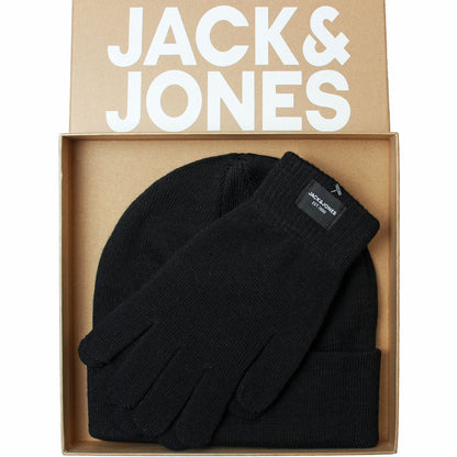 Jack & Jones Knit Beanie & Gloves Gift Box Black