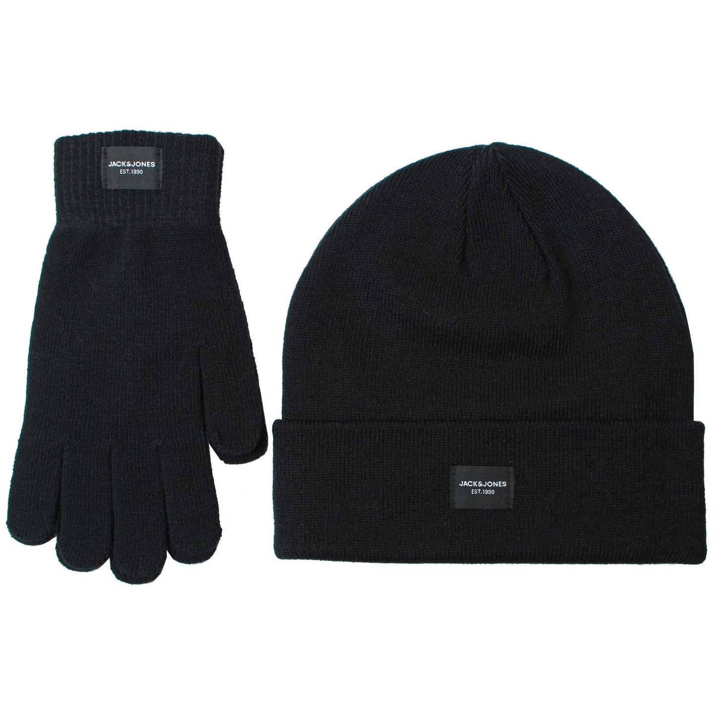 Jack & Jones Knit Beanie & Gloves Gift Box Black