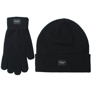 Jack & Jones Knit Beanie & Gloves Gift Box Black