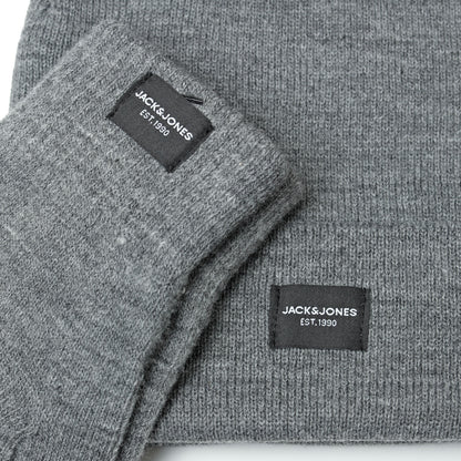 Jack & Jones Knit Beanie & Gloves Gift Box Grey