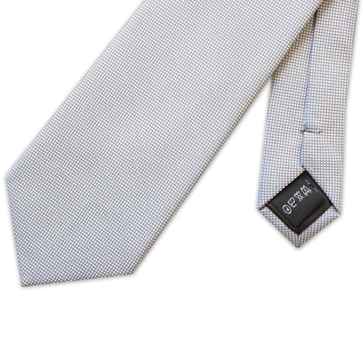 Micro Grid Woven Xl Poly Tie Light Grey