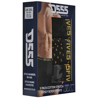 D555 Plus Size Sylvester Boxer Briefs 3-Pack Black