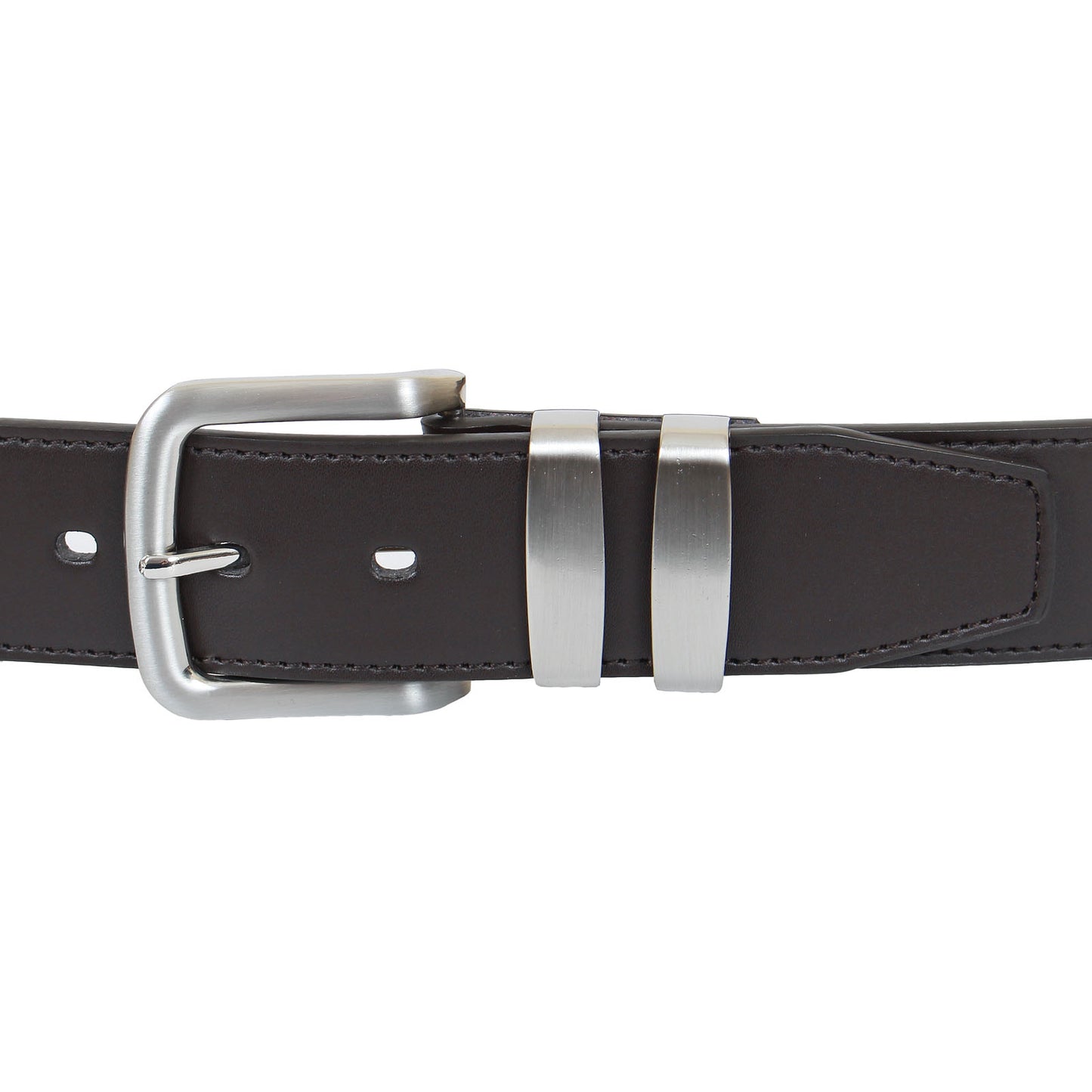 Plus Size Langsborough Double Metal Loop Fashion Belt Dark Brown