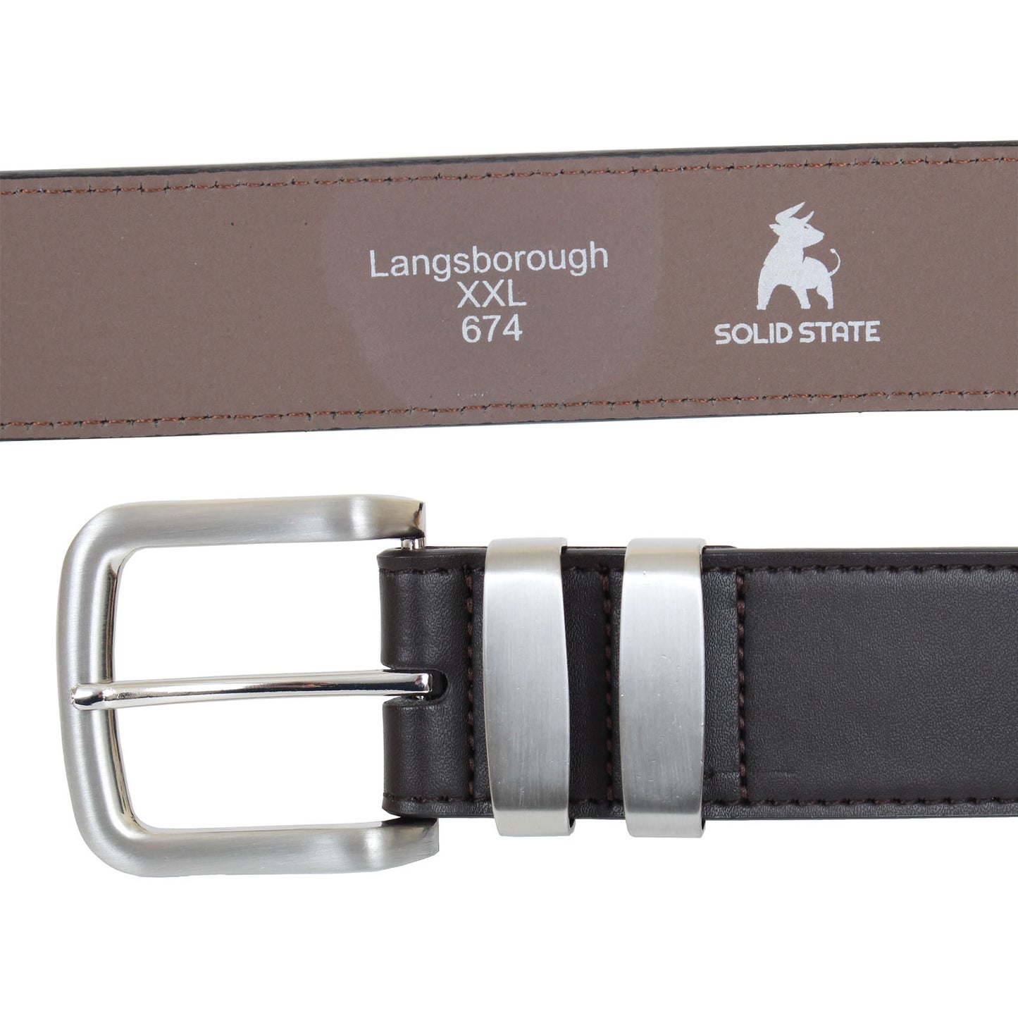 Plus Size Langsborough Double Metal Loop Fashion Belt Dark Brown