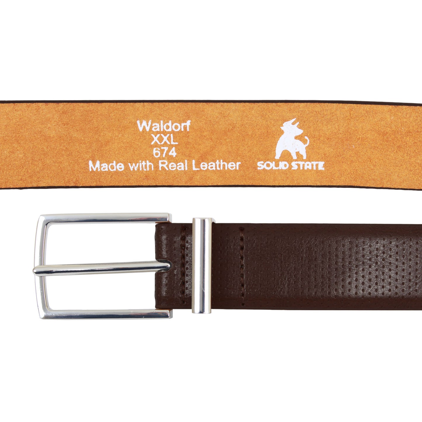 Plus Size Waldorf Debossed Trouser Belt Brown