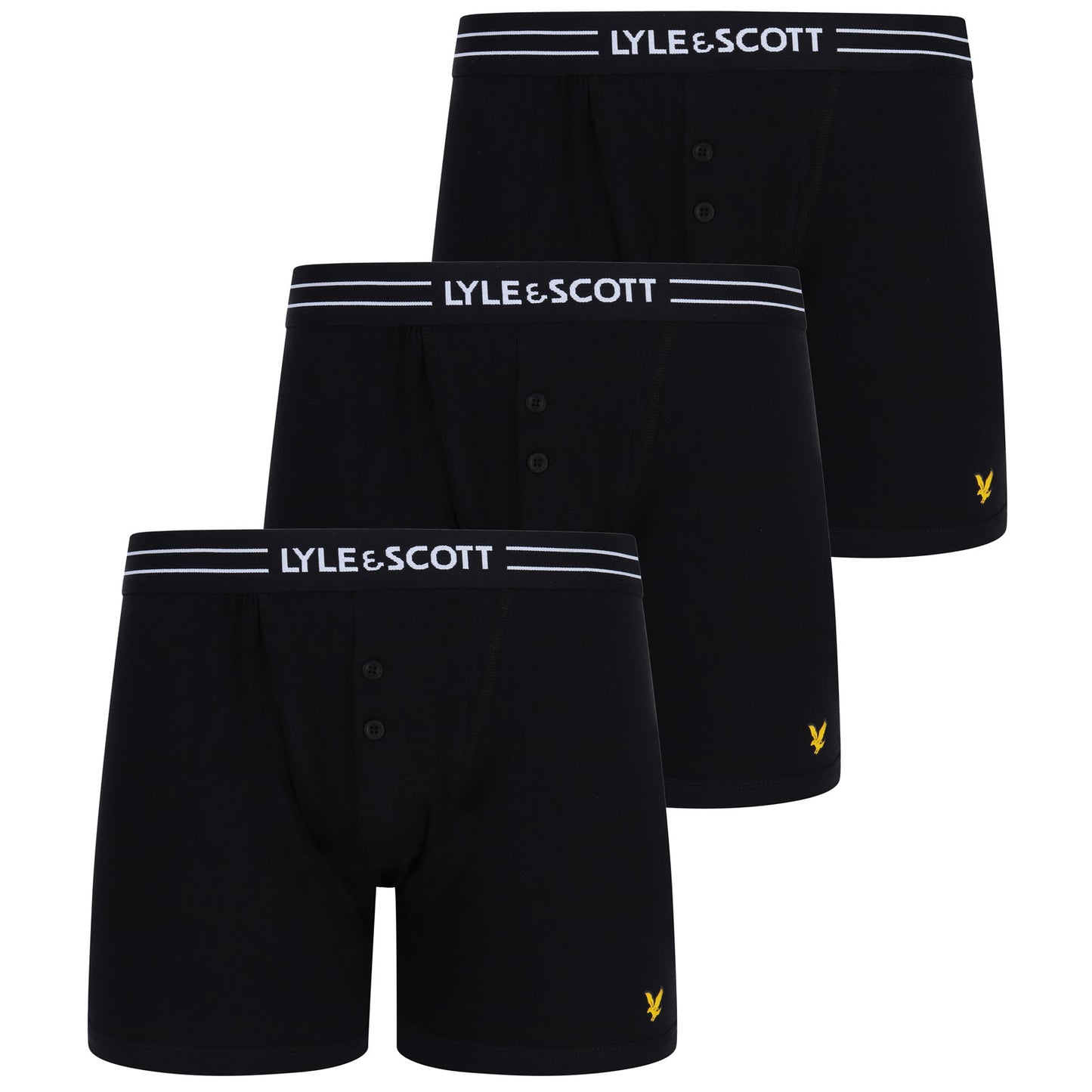 Plus Size Lewis Button Fly Trunks 3-Pack Black