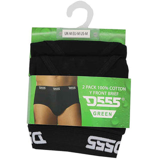 D555 Plus Size Thompson Y-Front Briefs 2-Pack Black