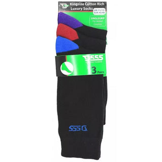 D555 Plus Size Phoenix Cotton Rich Luxury Socks 3-Pack Black