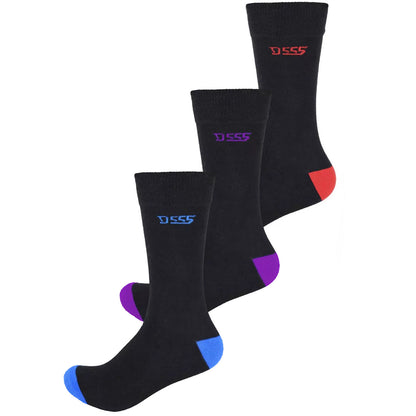 Plus Size Phoenix Cotton Rich Luxury Socks 3-Pack Black