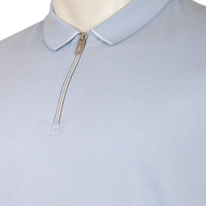 Studio A Plus Size Tom Zip Neck Polo Blue Fog