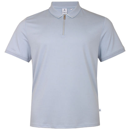 Sm4211 Tom Zip Neck Polo Blue Fog