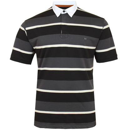 Plus Size 5478 Striped Rugby Polo Charcoal