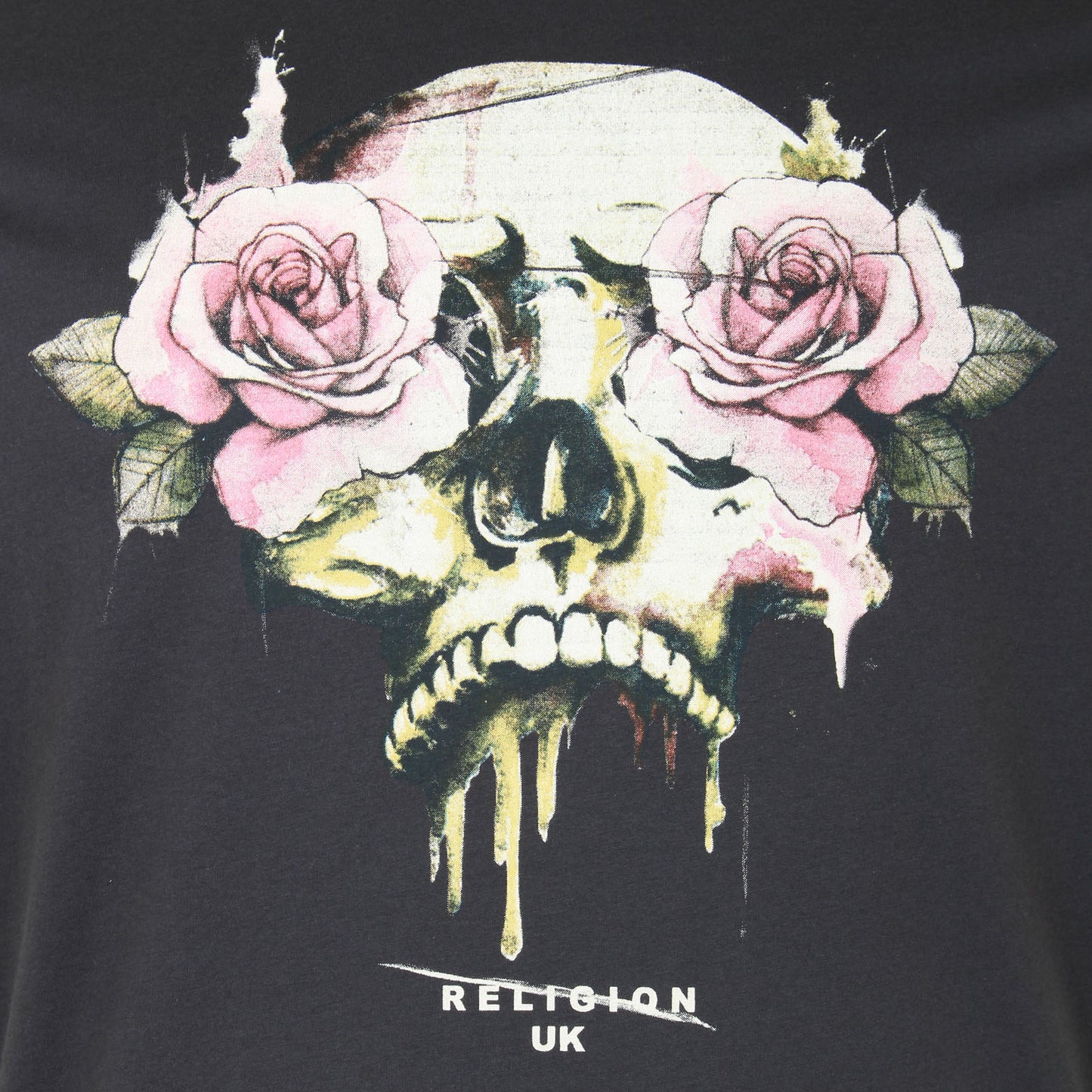 Plus Size Rose Skull T-Shirt Washed Black