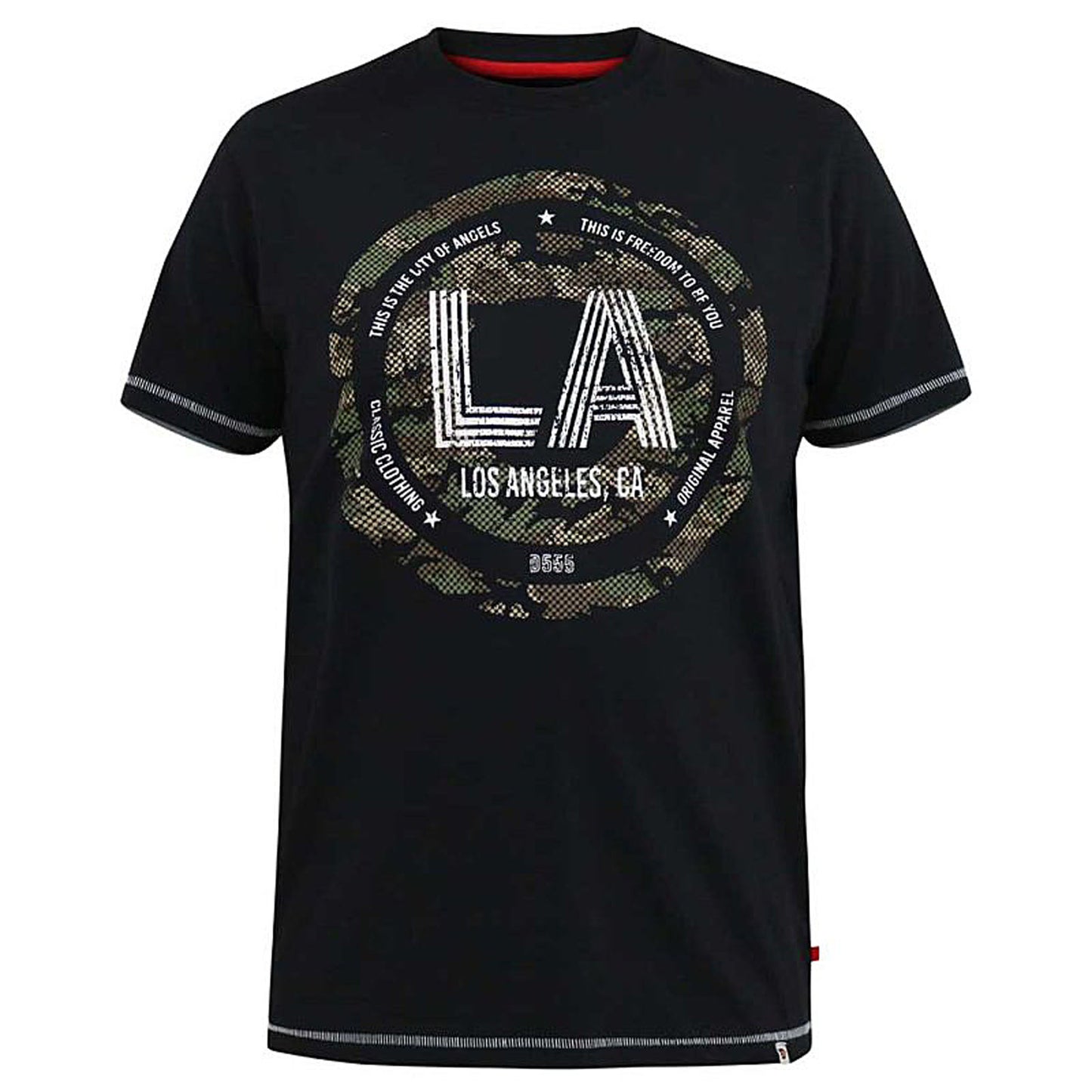 D555 Plus Size Benny 'La Camo' T-Shirt Black