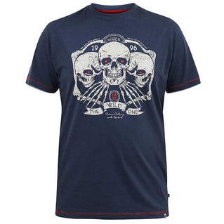 D555 Plus Size Cook 'Trio Of Skulls' T-Shirt Slate Blue