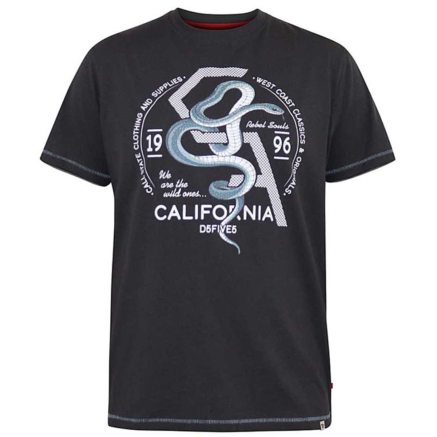 Plus Size Cortex 'California Snake' T-Shirt Washed Black